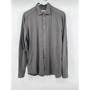 BD Baggies Mens Slim Fit Button Down Shirt Charcoal Gray Cotton  Size 15.75 US L